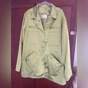 Dana Buchman Lime Green Jacket. Nylon/polyester blend. Size M